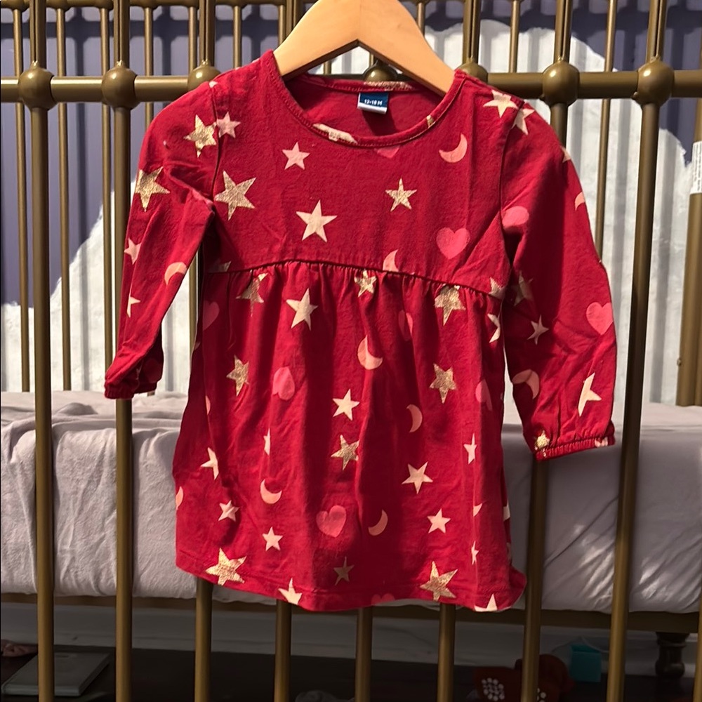 Old Navy Red Dress with Gold Stars and Moons